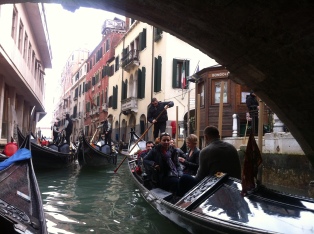 Gondola ride through Venice